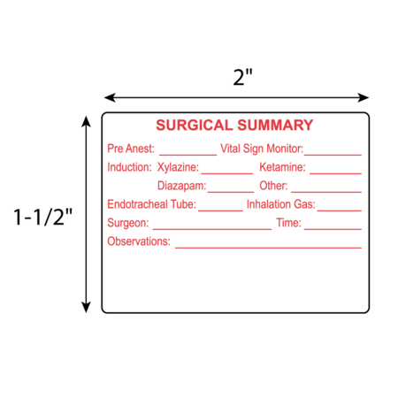 Nevs Label, Surgical Summary Observations - White w/ Red 2" x 1-1/2" VW-0087